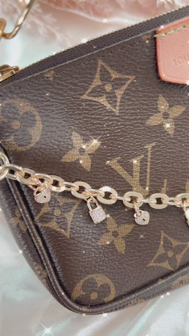 Padlock & Key Diamanté Gold Handbag Charm – Havre de Luxe